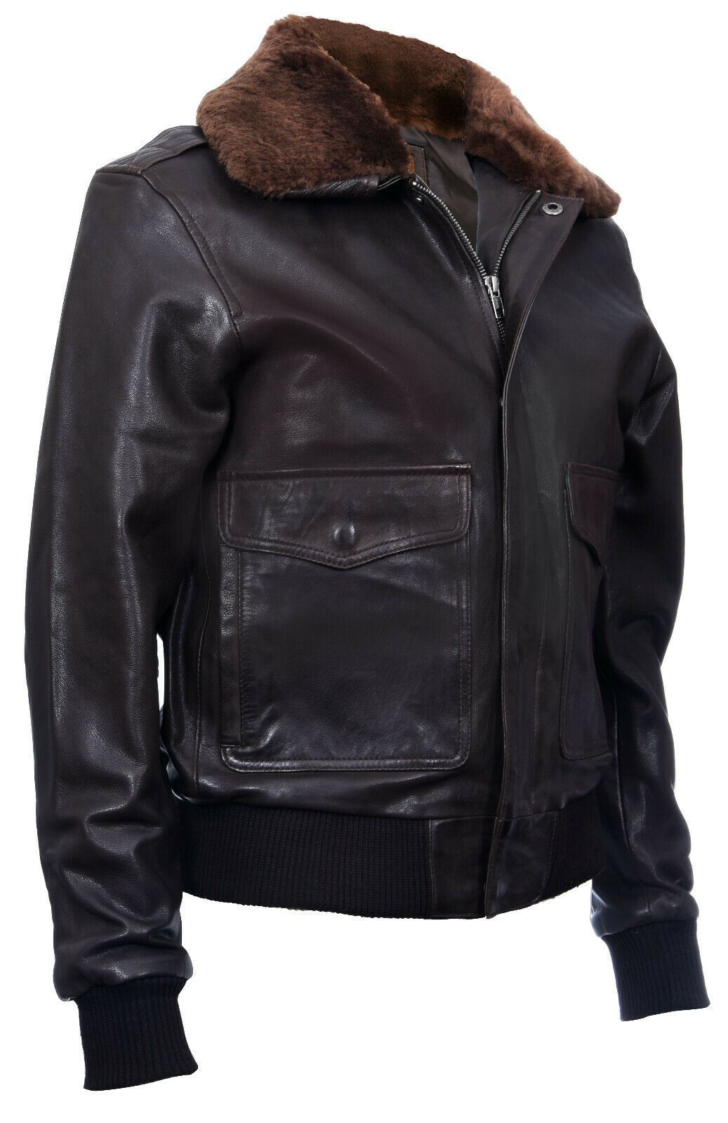 Men's Air Force A2 Brown Aviator Leather Bomber Jacket-Sao Paulo