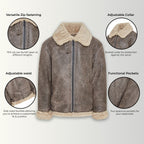 Mens B3 WW2 Sheepskin Leather Flying Aviator Jacket-Houston