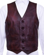 Mens Leather Waistcoat Formal Traditional Gilet Vest