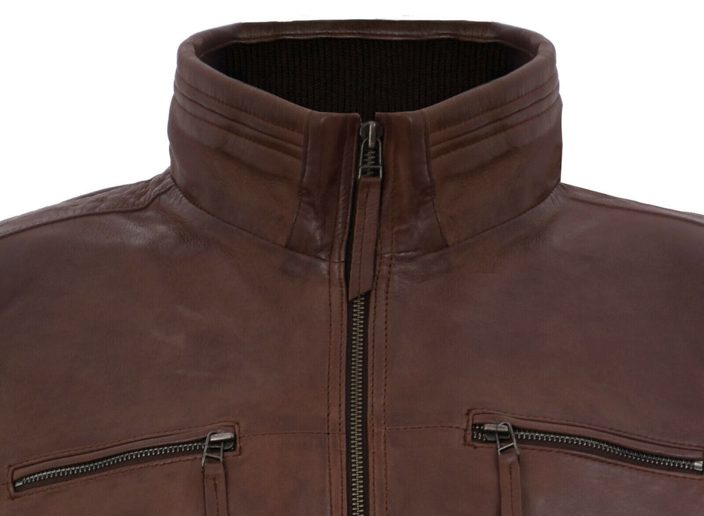 Mens Classic Leather Biker Jacket-Caracas