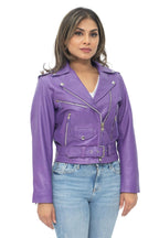 Women's Cowhide Brando Leather Biker Jacket-Murcia