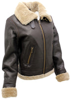 Womens Brown B3 Sheepskin Leather Flying Jacket-Kayseri