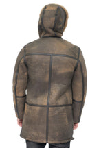 Mens Antique Sheepskin Duffle Coat-Arona