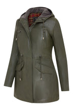 Womens Leather Hooded Parka Jacket-Bucharest