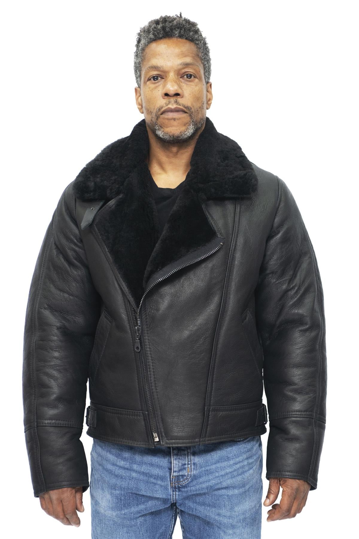 Mens Sheepskin Leather WW2 Bomber Jacket-Tucson