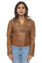 Womens Leather Biker Jacket-Zanzibar