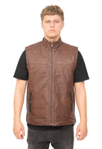 Mens Reversible Black and Brown Leather Gilet-Preston