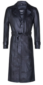 Mens Leather Full Length Trench Coat-Appleton