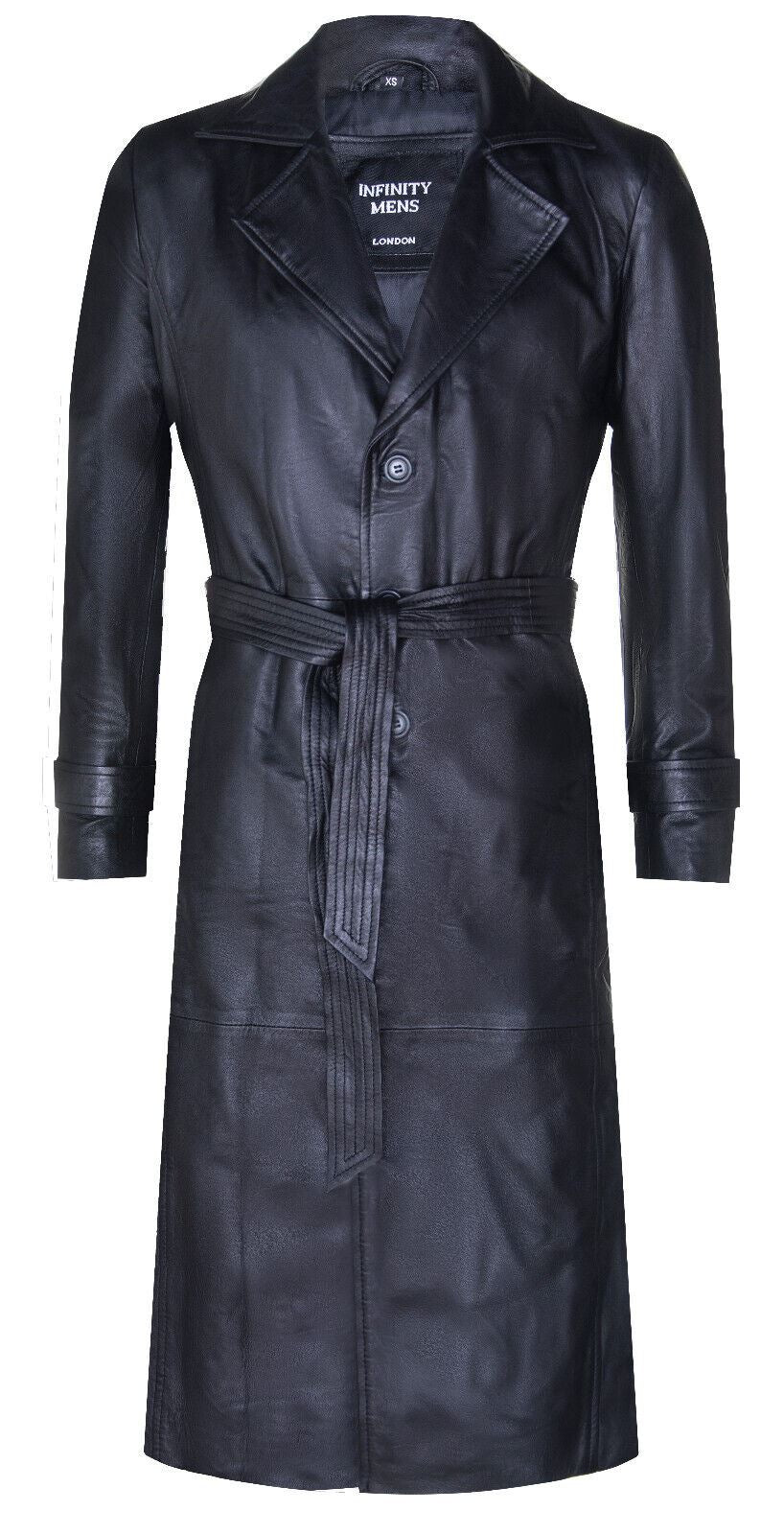 Mens Leather Full Length Trench Coat-Appleton