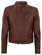 Men’s Classic Fitted Leather Biker Jacket-Austin