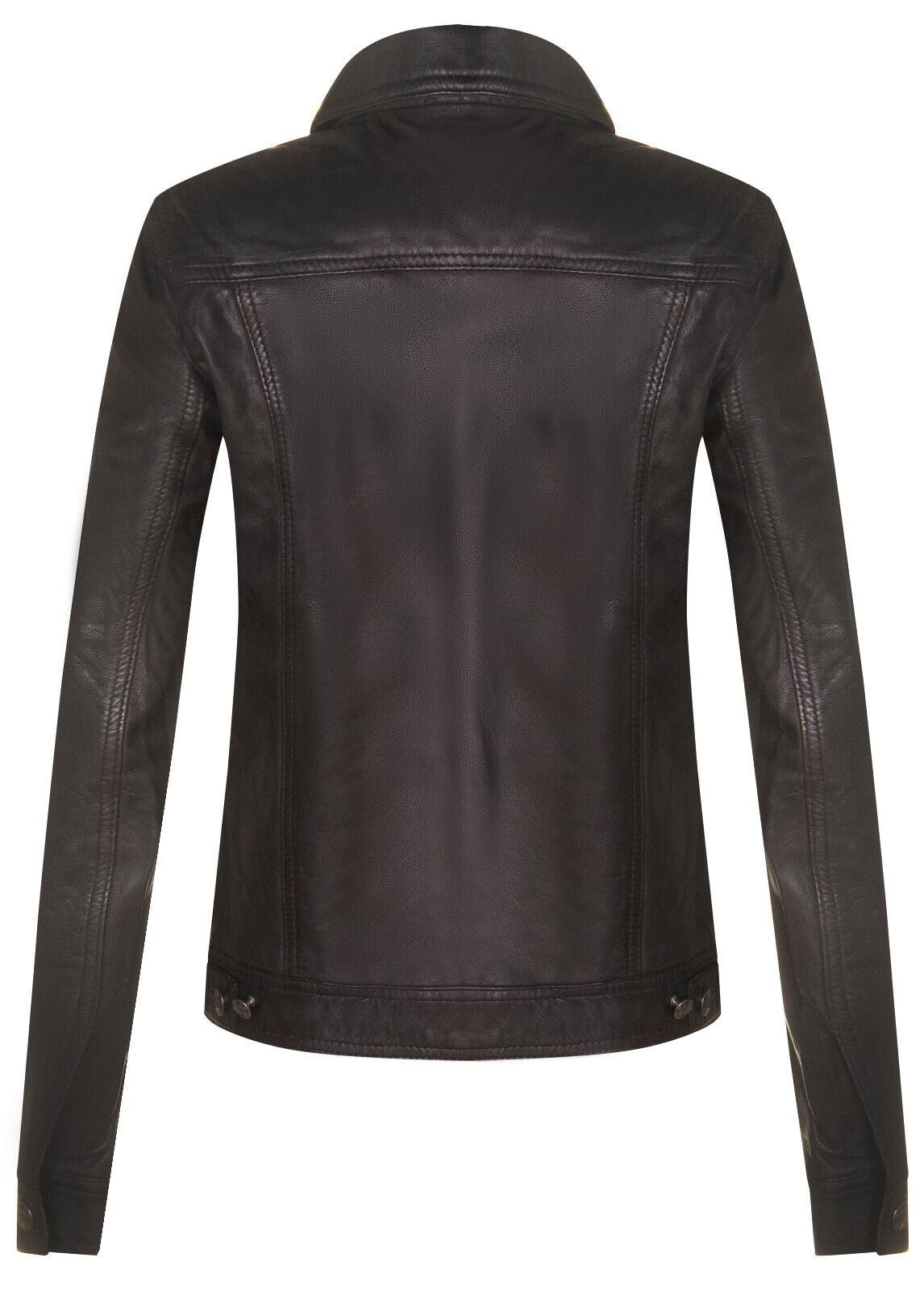 Womens Leather Trucker Jeans Jacket-Anderlecht