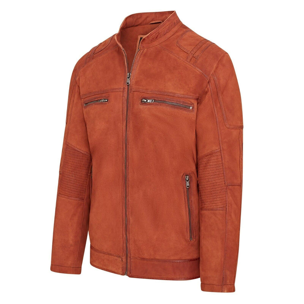 Mens Buff Leather Cafe Racer Biker Jacket - Jinan