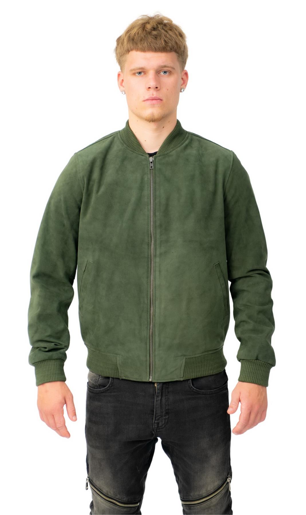 Mens Retro Goat Suede Varsity Leather Bomber Jacket-Athens
