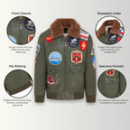 Mens Top Gun A2 Leather Bomber Jacket-San Diego