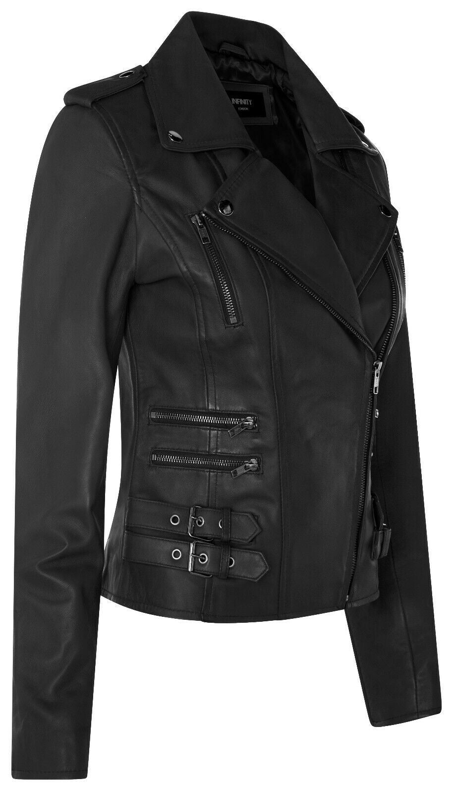 Womens Leather Brando Biker Jacket - Orlando