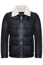 Men's Leather Quilted Biker Puffer Jacket - Brasília