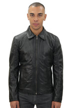 Mens Smart Classic Harrington Leather Jacket-New York
