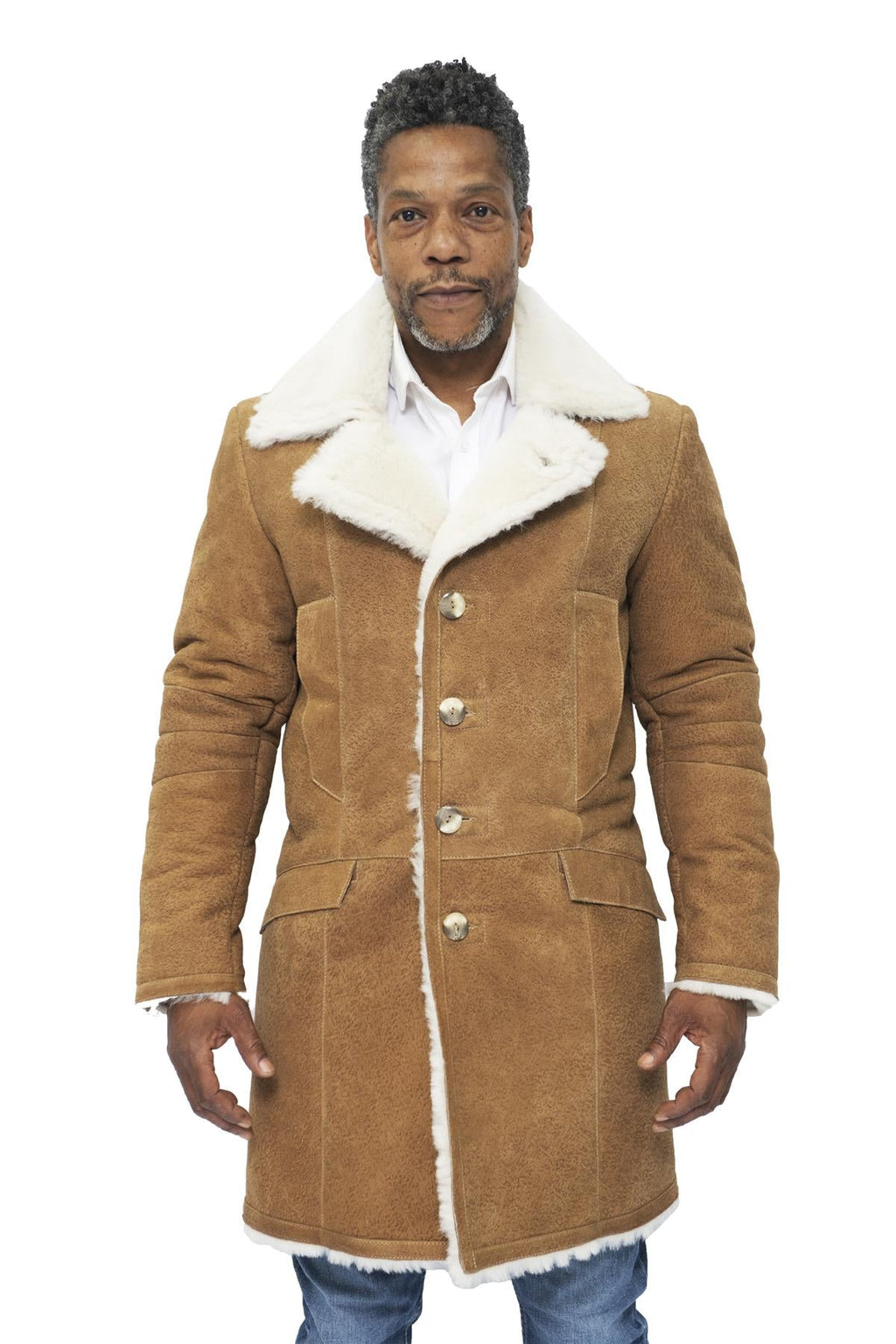 Mens Warm Sheepskin Trench Coat-Managua