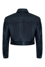 Womens Black Cropped Biker Leather Jacket - Dubai