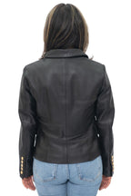 Womens Leather Military Blazer Jacket-Aalborg