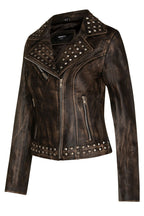 Womens Stud Goth Biker Leather Jacket-St. Albans