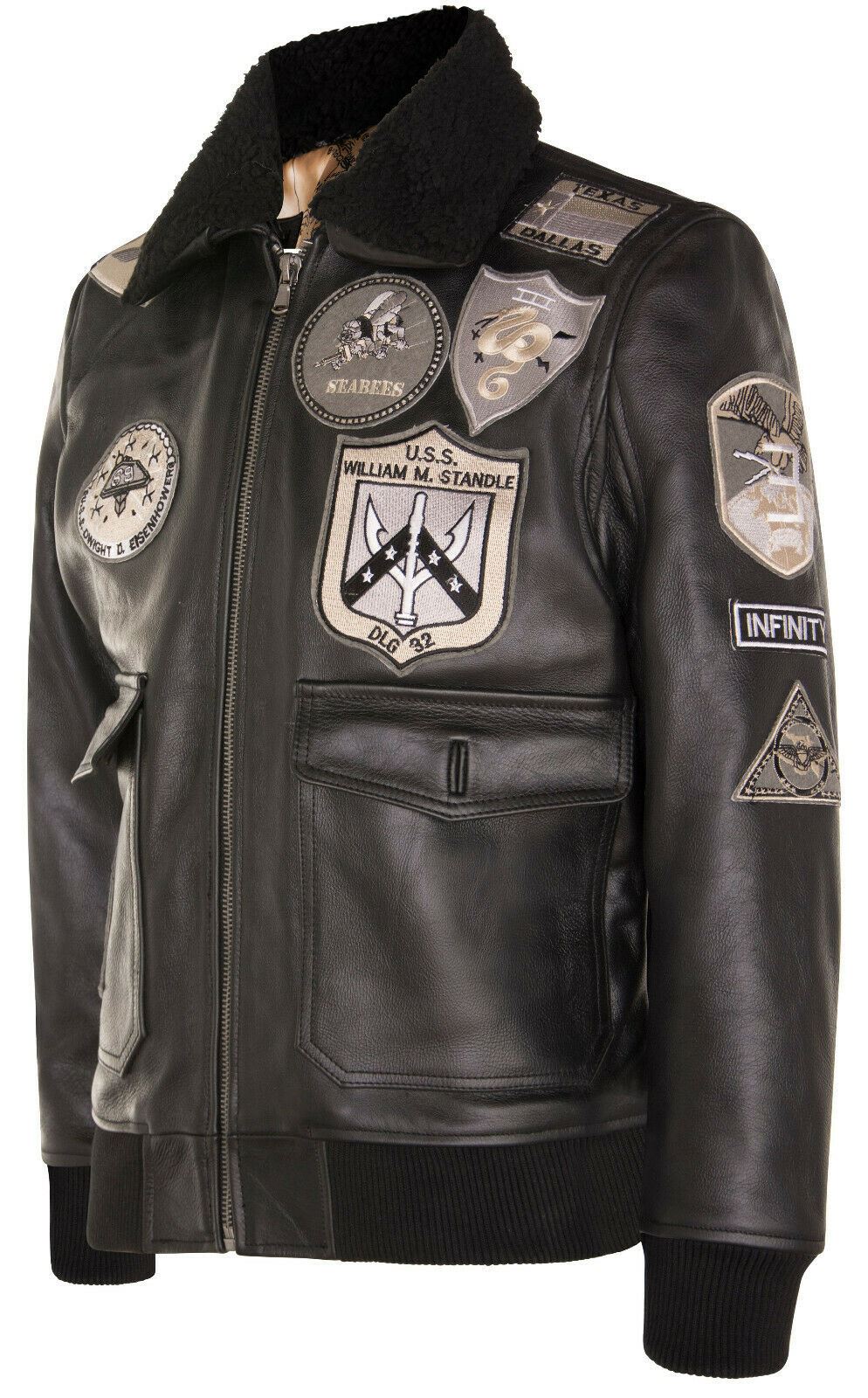 Mens Top Gun A2 Leather Bomber Jacket-San Diego