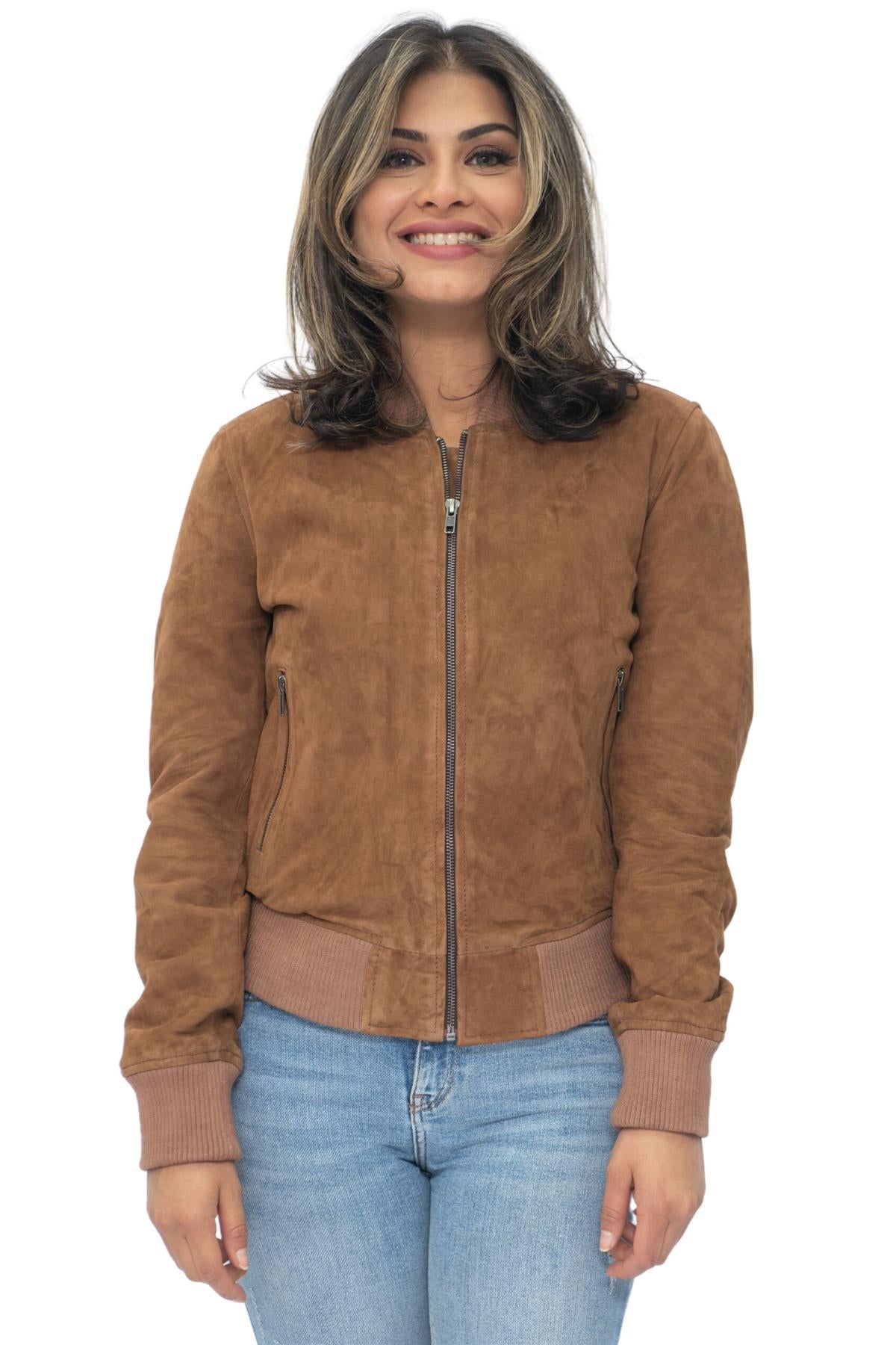 Womens MA-1 Suede Bomber Jacket-Arnhem