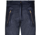 Mens Leather Zip Jeans-Ancona