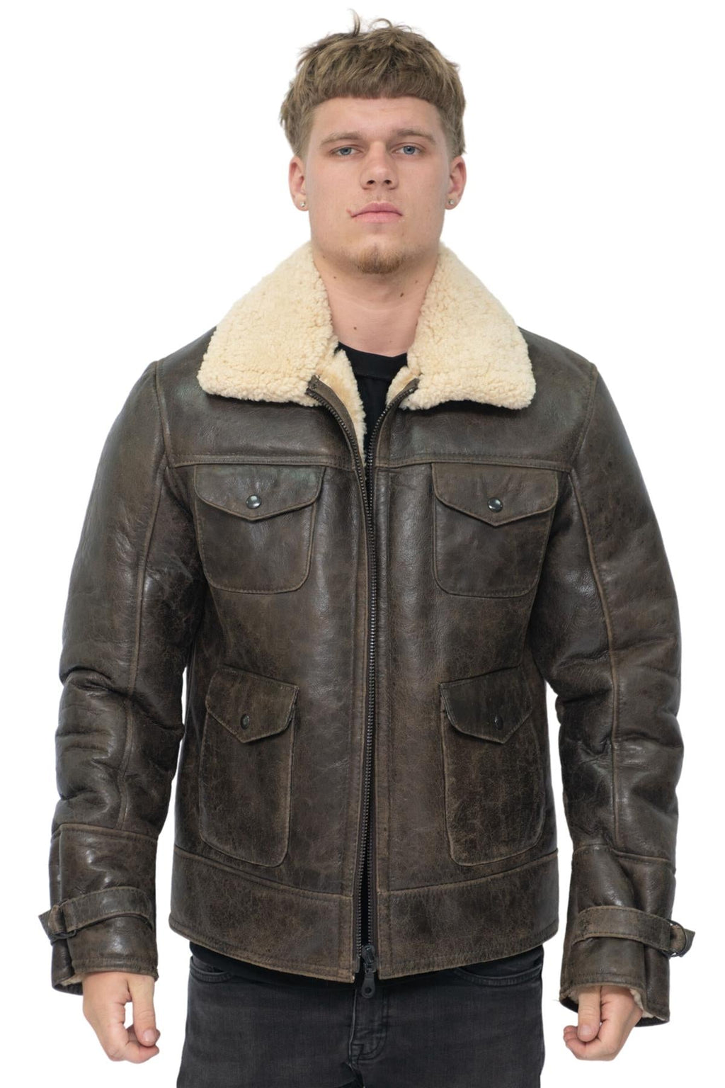 Mens Sheepskin Classic Safari Jacket-Arezzo