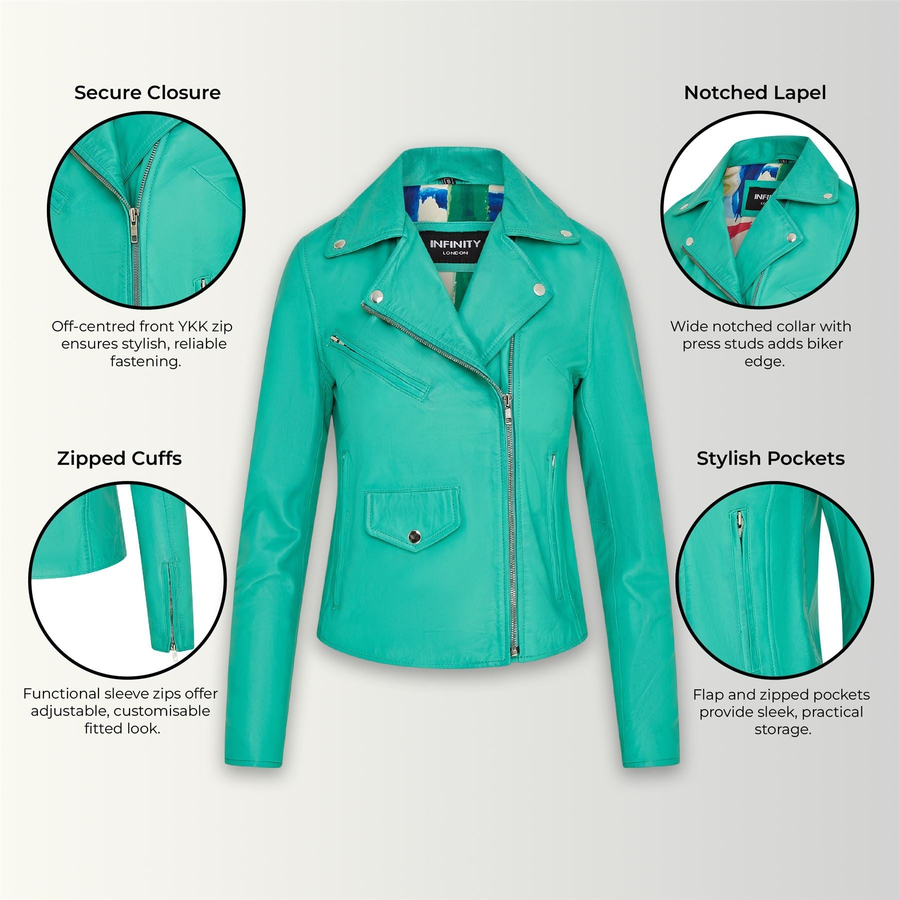 Women's Classic Brando Biker Leather Jacket - Broome