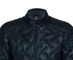 Men's Black Leather Quilted Biker Jacket - Manaus