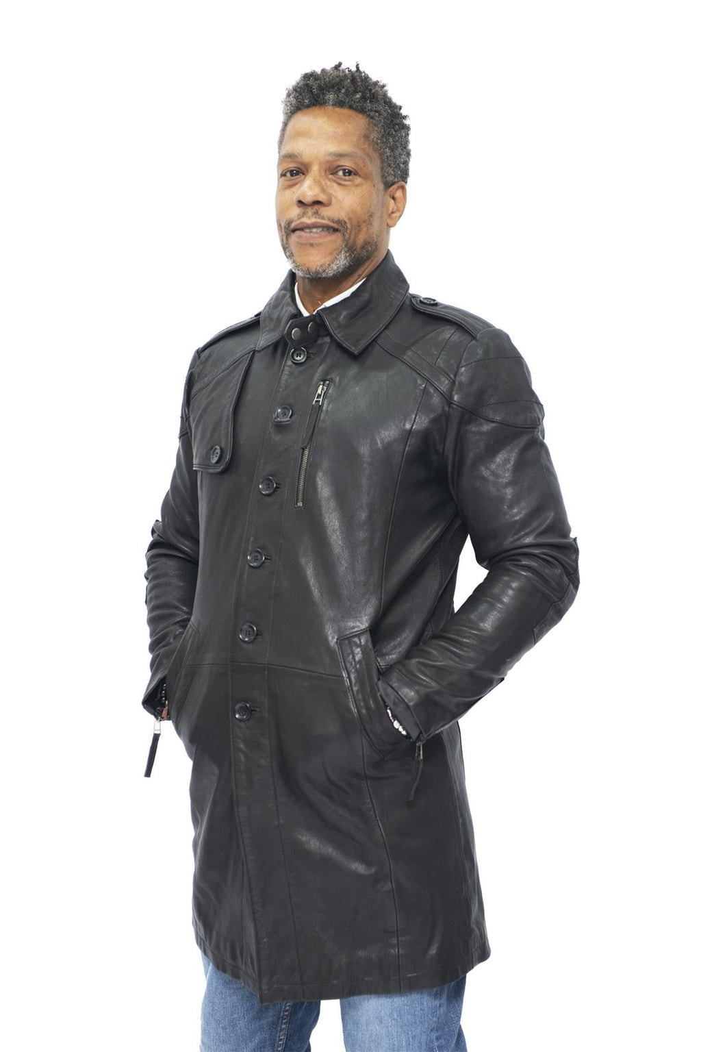 Mens Leather Trench Coat-Hamburg