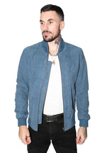 Mens Retro Goat Suede Varsity Leather Bomber Jacket-Athens