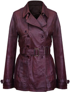 Womens Mid Length Leather Trench Coat -Oakham