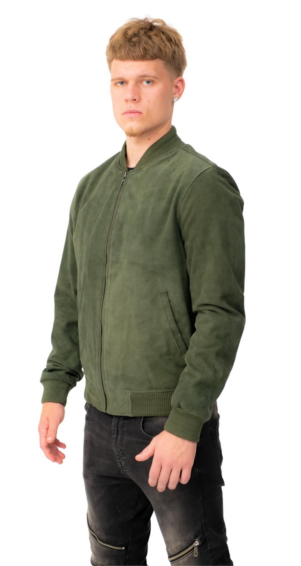 Mens Retro Goat Suede Varsity Leather Bomber Jacket-Athens