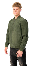 Mens Retro Goat Suede Varsity Leather Bomber Jacket-Athens