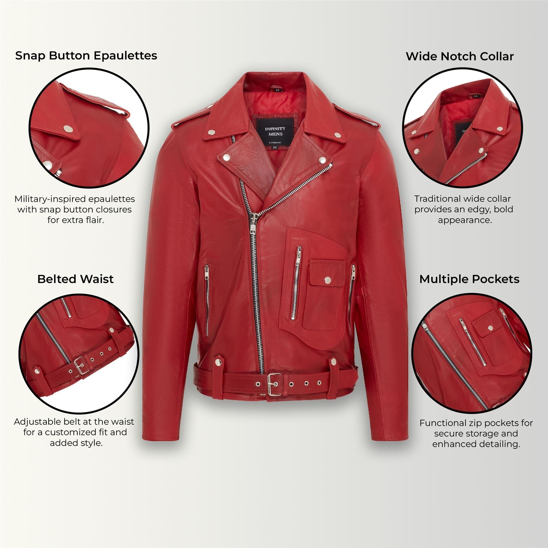 Mens Cow-Hide Biker Brando Jacket - Pargas