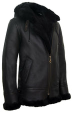 Mens Hooded Sheepskin Leather B3 Flying Jacket-Columbus