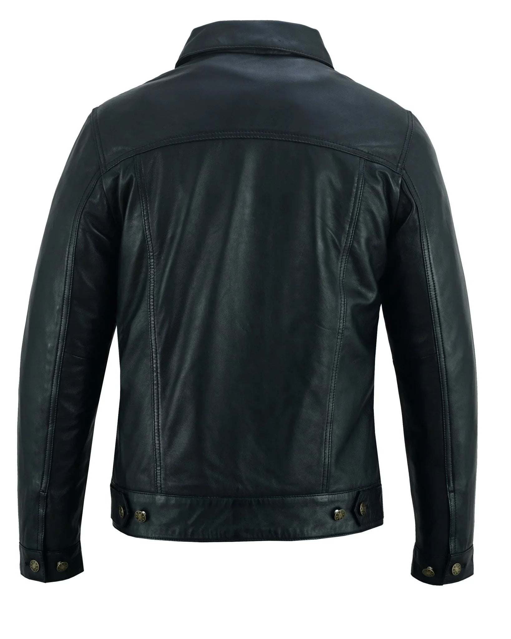 Fernando 's Classic Mens Black Leather Trucker Jacket
