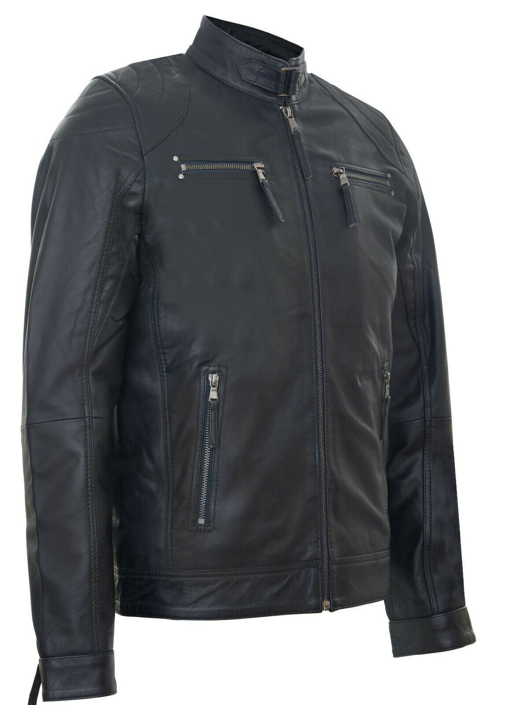 Mens Moto Leather Biker Jacket-Taiwan