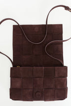 Hoxton Red Brown Woven Suede Handbag