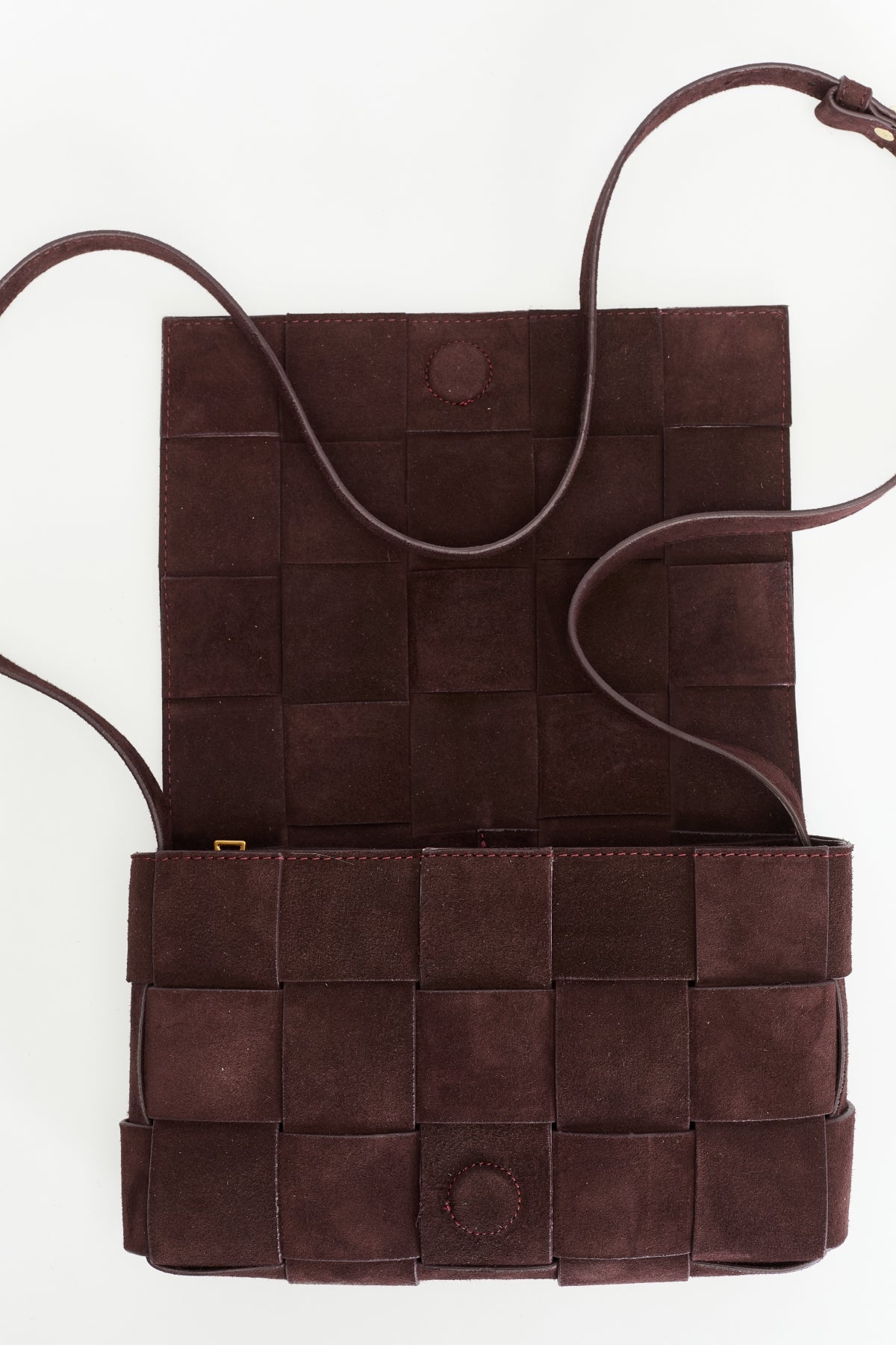 Hoxton Red Brown Woven Suede Handbag