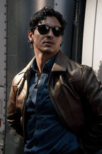 Hendrix: Vintage Brown Leather Jacket Tall