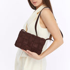 Hoxton Red Brown Woven Suede Handbag