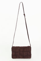 Hoxton Red Brown Woven Suede Handbag