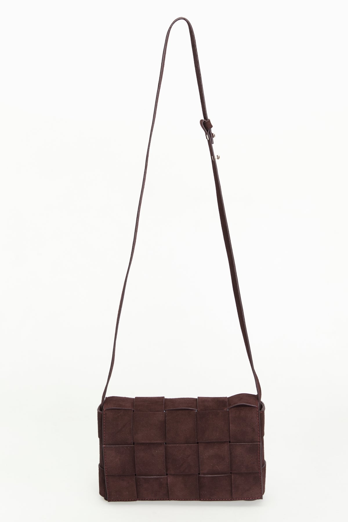 Hoxton Red Brown Woven Suede Handbag