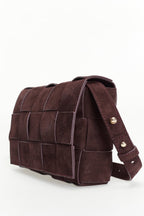 Hoxton Red Brown Woven Suede Handbag