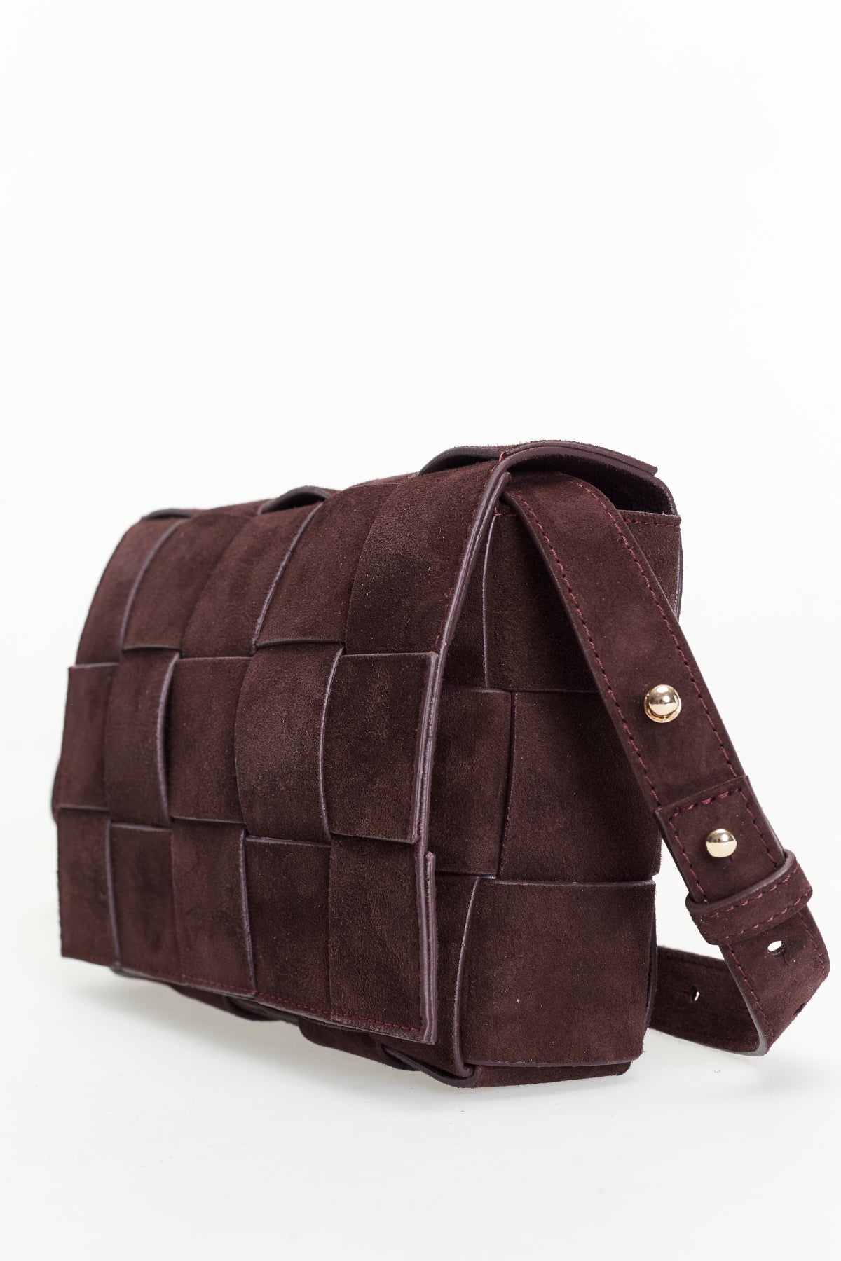 Hoxton Red Brown Woven Suede Handbag