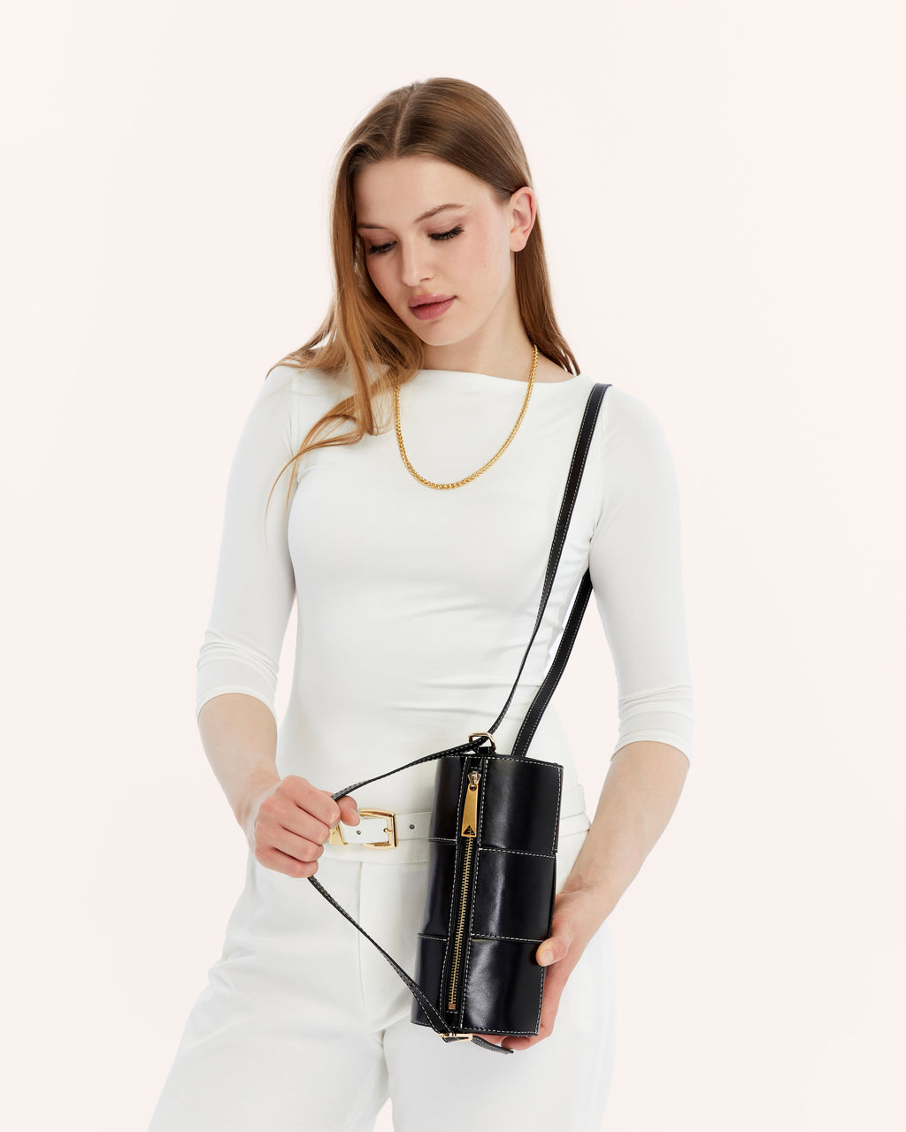 Harley Black Woven Leather Handbag