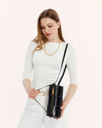 Harley Black Woven Leather Handbag